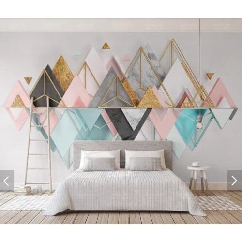 3D Abstract Geometric Triangle Mural Photo Wallpaper TV Sofa Backdrop Wall Paper Rolls Creative Canvas Geometry Wall Murals