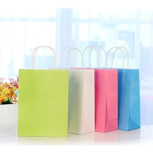5 -10 Pcs/Lot Kraft Paper Bag Gift Bag With Handles Recyclable Shop Store Packaging Bag Environment Friendly Baby Shower
