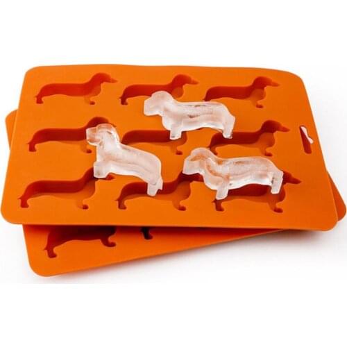 50pcs 9 Cavity Silicone Dachshund Puppy Ice Cube Chocolate Cookie Mold DIY Home Ice Tray Kitchenware Ice Cube Manufacturing SN24