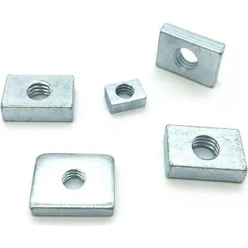 50pcs GB39 Square Nut M3 M4 M5 M6 M8 Rectangular Nuts Aluminum Profile Accessory Slider Block Thin Carbon Steel Countersunk Nut