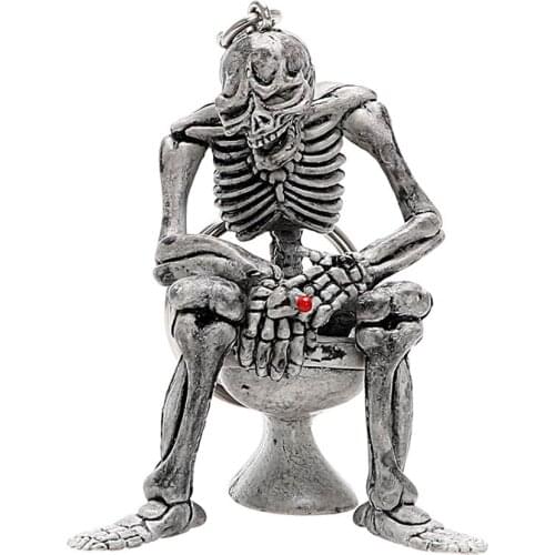 Interior Accessories Car Key Rings Toilet Skulls Keychain Car Styling Gift Auto Keyfob Key Chain Cool Purse Bag Decor Rubber