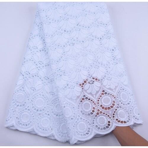 Pure white 100% Cotton 2020 Hot Sale African Lace Fabric High Quality Swiss Voile Lace In Switzerland Cotton For Nigerian Dress