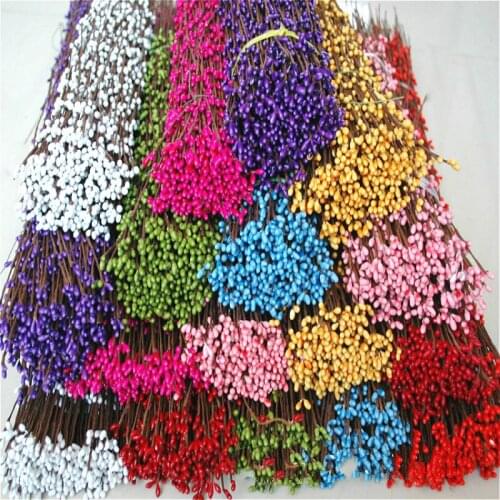 Diy Hair Garland Artificial Flower Head Ring Gypsum Artificial Flower Stamen Pip Berry Stems Red 40 cm(15 6/8"),200 PCs