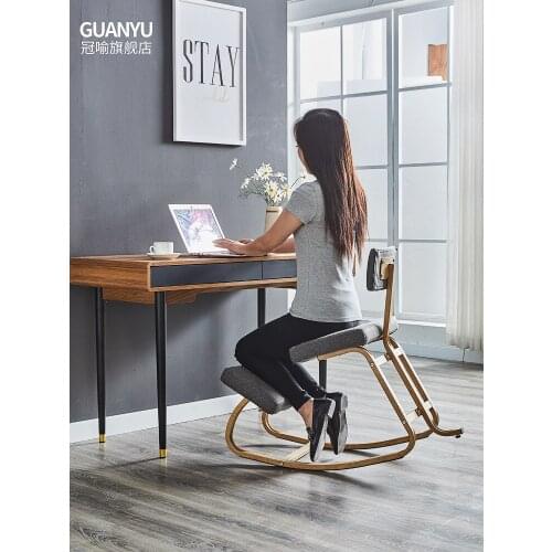 Rocking Wood Kneel Stool Ergonomic Kneeling Chair with Thick Cushion for Improving Posture prevention of myopia computer chair