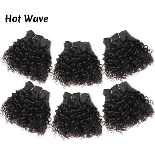 Kinky Curly Hair Bundles 6 Inch Human Hair Extensions 6 Bundles Indian Remy Hair Extensions Natural Black Brown Color