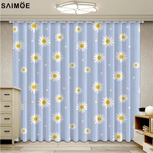 Cute Purple Daisy Curtains For Living Room Floral Printed Bedroom Kitchen Blind Cortinas Ultra-thin Micro Shading Drapes