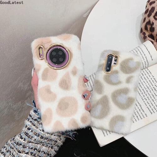 Fashion Plush Leopard Phone Case for Huawei P40 P20 P30 Pro Mate 20 30 Pro Honro 8x 9x 20 10i 10 lite Furry fluffy Warm Cover
