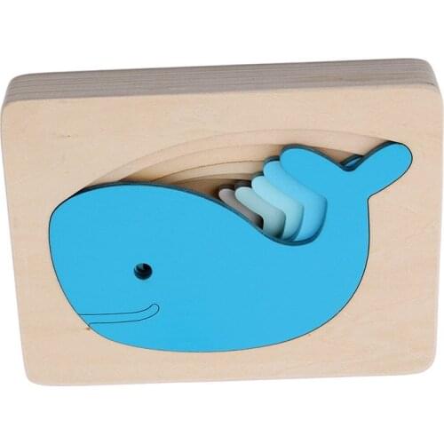 Montessori wooden Toys children Animal 3D Puzzles early educational Color Gradient Multi-layered Puzzle toys for children