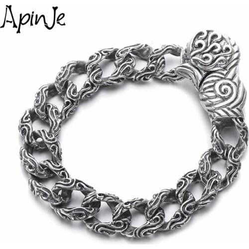 Apinje S925 Sterling Silver Men Link Chain Silver Color Thai Silver Fashion Jewelry
