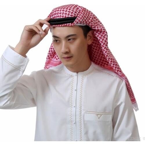 138*138cm Man Muslim Arabic Various Head Scarf Keffiyeh Square Plaid Male Islamic Hijab Ramadan Saudi Arab Headband Accessories
