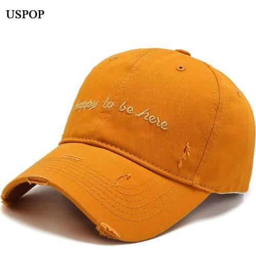 USPOP New Caps Women 100% Cotton Baseball Caps Female sunshade Solid Color Letter Embroidery soft cap for men