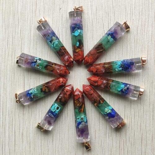New Retro Colorful natural amethysts red stone 7 colors stone pillar pendulum pendants wholesale 10pcs/lot free shipping