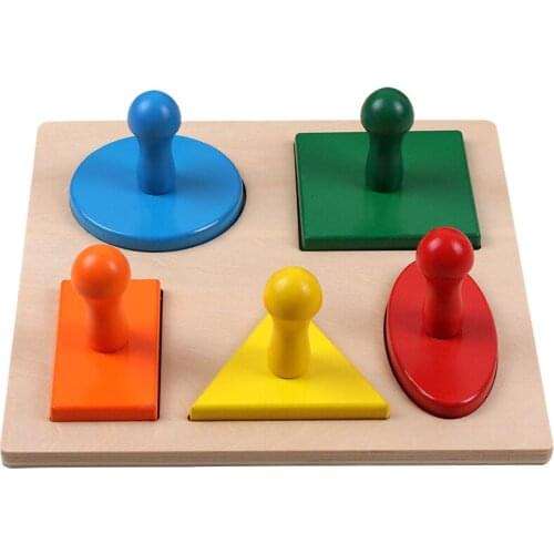 Learning Geometric Shape Panels Hand Grasping Board Educational Preschool Training Montessori Toys Kids Wooden Puzzles Toys