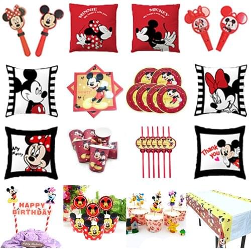 6 Kids Mickey Mouse Disposable Tableware Happy Birthday Party Supplies Festival Decoration Boys Baby Event Party Favor