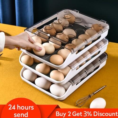 18 Grids Egg Storage Box Drawer Organizer Tray Containers Kitchen Refrigerator Eggs Transparent Dispenser Fresh Preservation