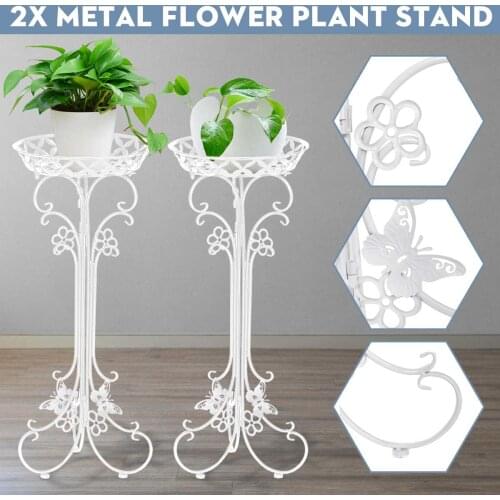 2pcs Holder Flower Stand Metal Plant Pot Stand Flower Display Shelf Garden Patio Home Outdoor Black Flower Tray Home Decoration