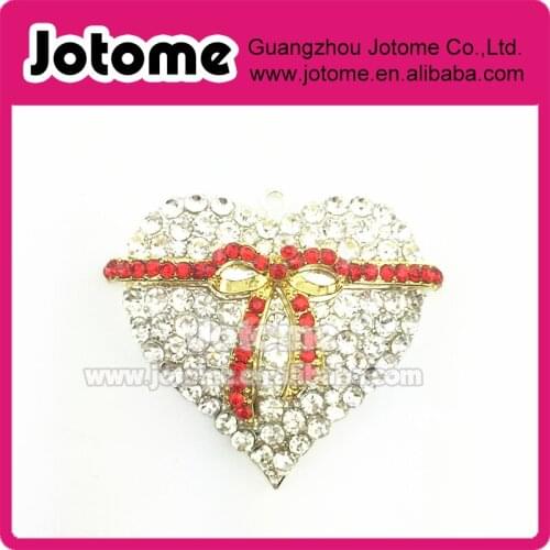 Retail Free shipping 2020 Crystal heart with red ribbon rhinestone pendants for Valentines Day