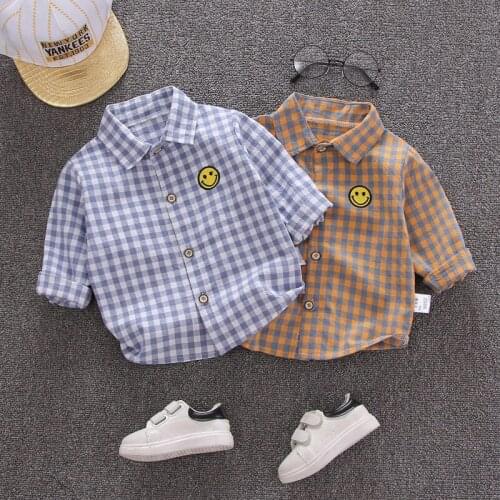Baby Boy Plaid Shirt 2021 Cotton Long Sleeve Spring Autumn Children Clothes 1-5Y Baby Shirts Casual Kids Clothing Toddler Tops