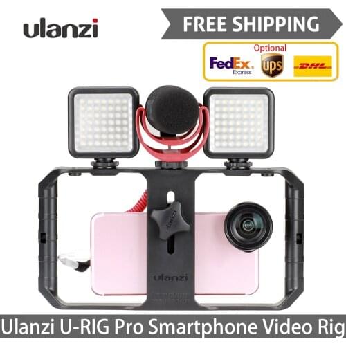 Ulanzi U-RIG Pro Smartphone Video Rig Handheld Vlog Live Stabilizer Grip Tripod 3 Shoe Mounts for iPhone XiaoMi HuaWei Samsung
