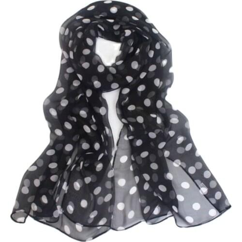 Summer sunscreen scarf Long woman Silk scarves 50*160cm Designer Polka Dots Print Female Summer Sheer Wraps Q5A16237