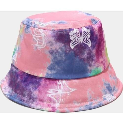 Bucket Hat Women Summer Sun Beach Autumn Pink Butterfly Wide Brim Hiphop Holiday Accessory For Teenagers Outdoor