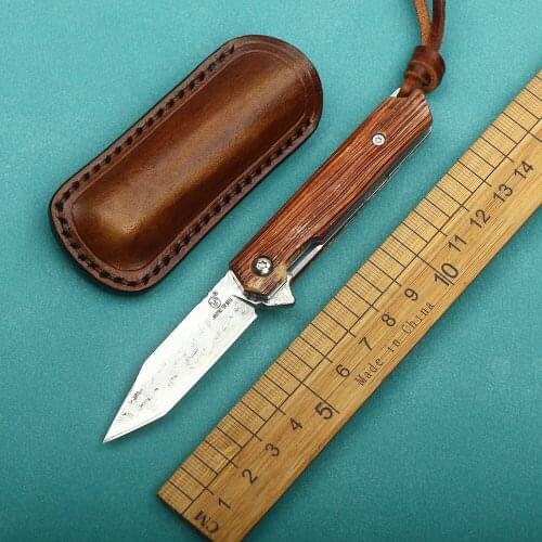 Damascus steel folding knife camel bone outdoor camping portable pocket knife EDC collection sharp hunting knife fruit knife