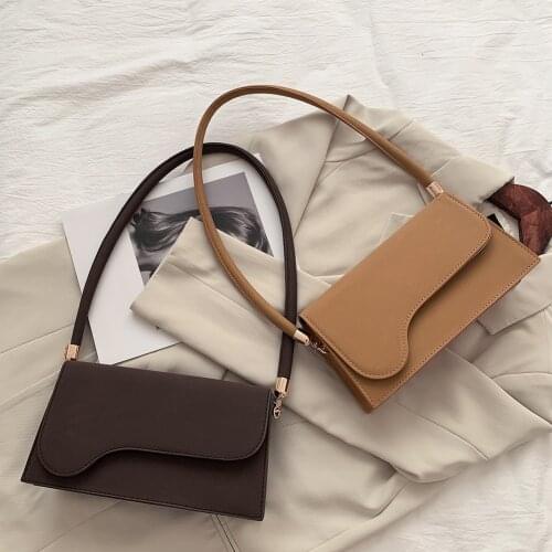 Fashion Women Underarm Bag Retro Matte PU Leather Solid Color Ladies Handbags Small Flap Trunk Shoulder Bags Clutch Totes