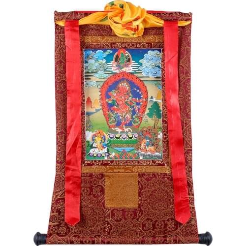Tibetan Tantra Thangka as a Portrait of Ming Buddha, a Deity Love, a Living Room Decoration Painting