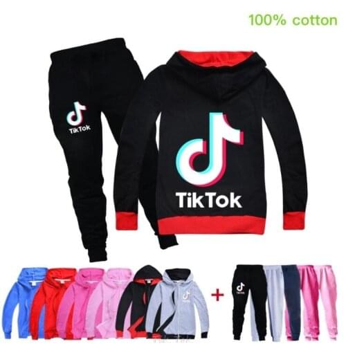 Tik Tok Hooded Sweatshirt Boys Coat + Pants Sets Toddler Clothing Girls Spring Autumn costume Teenagers Sport Suits 5-14Y