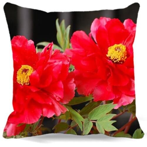 Peony Flower Printed Vintage Cotton Polyester Cushion Cover Bed Pillow cases Chinese Throw Pillow Covers Decorations