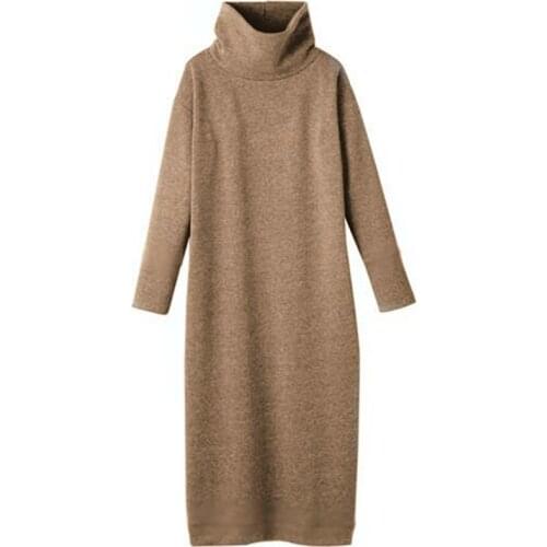 2020 women Autumn winter dress,Thickening Warm maxi Dress with Velvet,long sleeve Turtleneck dresses Vestidos plus size 5XL 6XL