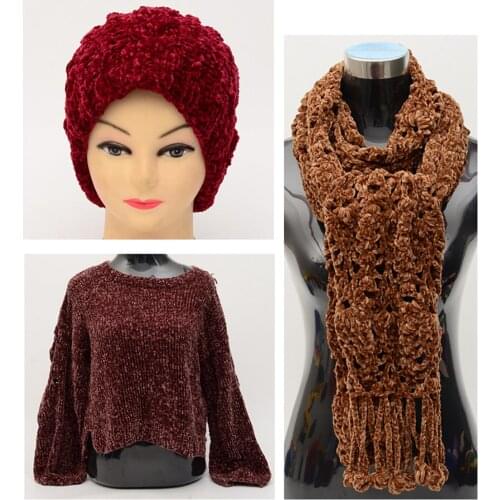 Gold Velvet Chenille Yarn For Hand Knitting Medium Thick Wool Thread Crochet Sweater Scarf Thread Crochet Para Tejer Line Yarn