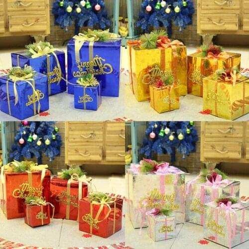 1pc 10cm Christmas gift box diy paper Ornaments Christmas decorations for home Shopping Mall Hotel 130g