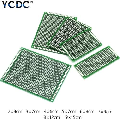 10x Double Sided PCB Board 2x8 3x7 4x6 5x7 6x8 7x9 8x12cm Tinned FR4 Prototype Kit Printed Circuit Perfboard For DIY Soldering
