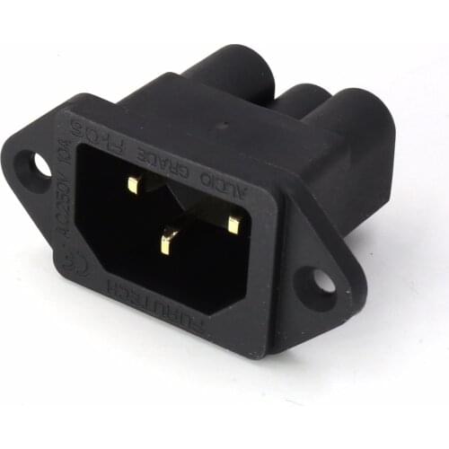 2Pcs AC FI-06(G) IEC Inlet Socket HIFI Power Gold Plated Pure Copper Jack