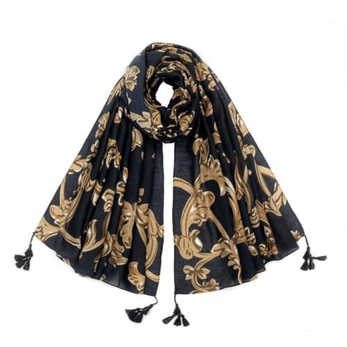 2021 Fashion Vintage Printed Cotton Viscose Printed Tassel Scarf Shawls Wraps Hijabs 10pcs/lot