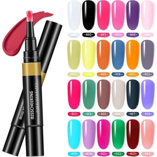 3 in 1 Nail Polish Pen Gel Varnish One Step No Need Top Base Special Design Professional Home Use 24 Colors