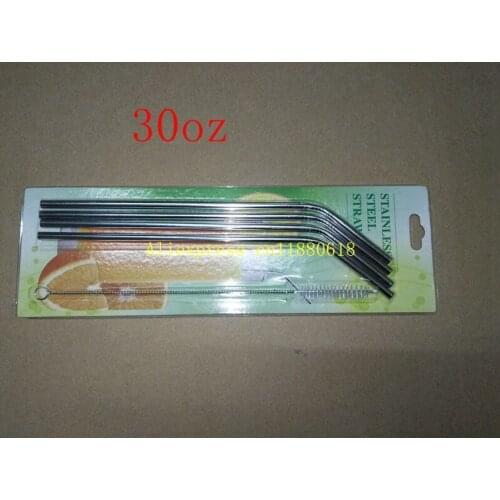 50sets/lot 4pcs 6mm Bend & straight Stainless Steel Straw Drinking Drink Straws+1pcs brush For cup 20OZ 30oz retail box