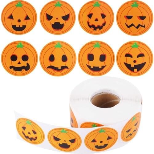 500pcs Halloween Round Stickers Self Adhesive Label Paper Candy Bags Stickers Package Seal Gift Packaging Sealing Craft