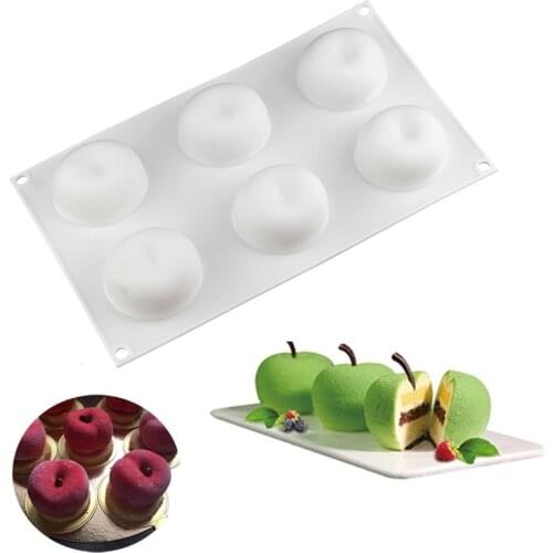6 Round Apple shape Silicone cake mold DIY bread Chocolate Dessert Brownies silicone soap candle Mold