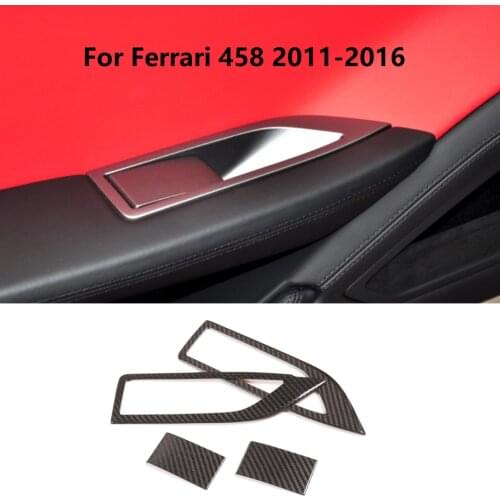 4pcs Dry Carbon Fiber Car Interior Accessories Door Glass Switch Frame Decorative Cover Fit For Ferrari 458 2011-2016