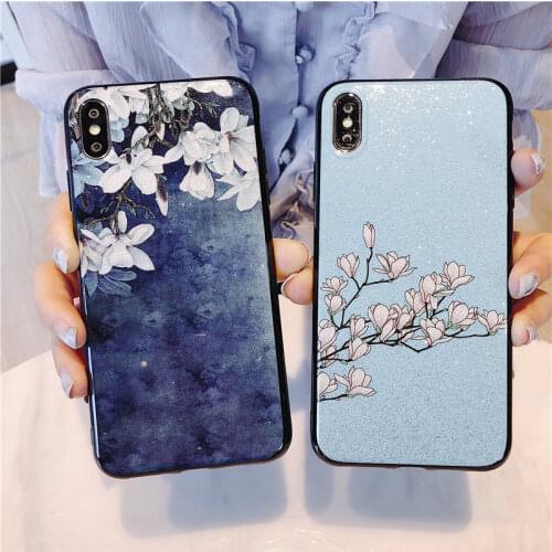 Glitter vintage flower case For Huawei Mate 8 9 10 Pro 20X Honor note 10 V10 9 Lite Nova 2 Plus Y5 Y6 Y9 Y7 Prime 2017 2018 2019
