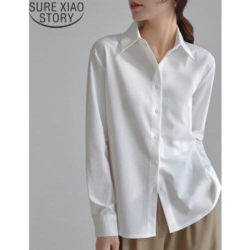 Women Satin Blouses Long Sleeve Office Turn-down Collar Button Shirt Autumn White Shirts Womens Fashion Loose Casual Tops 15651