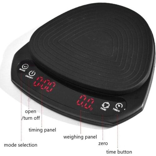 Household Black Smart Coffee Coffee Scale With Timer 2kg/0.1g High Precision Electronic Scales Digital Kitchen Scale LED Screen