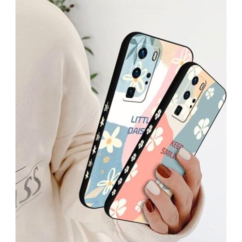 Side pattern Four-leaf Clover Case For Huawei P20 Lite E 2019 P30 P40 Flowers TPU Cover For Huawei P20 P30 P40 Pro Plus