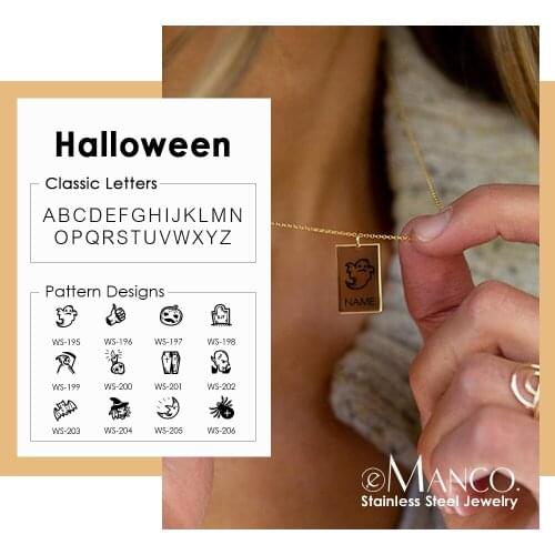 EManco Halloween 316L Necklace Womens Engraving customization Friendship Necklace Delicate Simple Necklace Jewelry Gifts