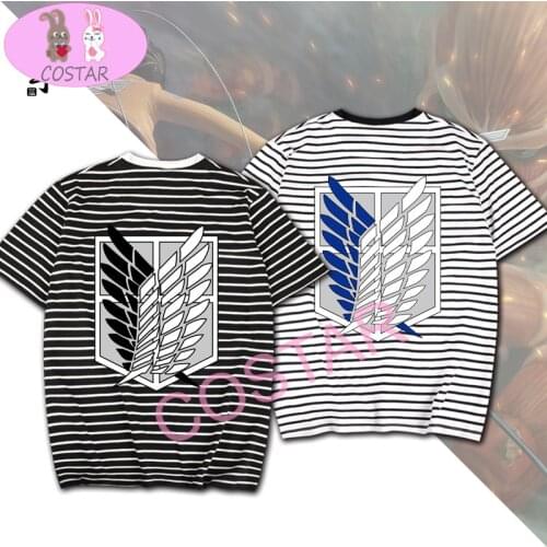COSTAR Anime Attack On Titan Survey Corps Logo Printed Soft Cotton Wearing Fashion T-shirt Harajuku Unisex Cosplay Tees