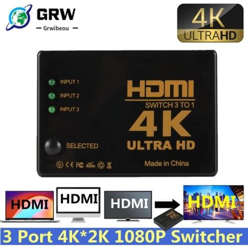 HDMI-Compatible Switch 4K Switcher 3 in 1 out HD 1080P Video Cable Splitter 1x3 Hub Adapter Converter for PS4/3 TV Box HDTV PC