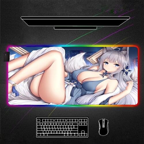 RGB Mouse Pad Anime Gamer Accessories Large LED MousePad XL Gaming Desk Matsexy girl big breasts big buttocks with Backlit