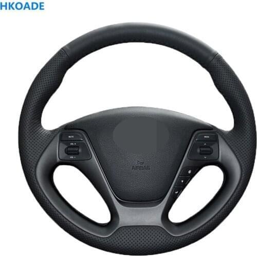 DIY Black Hige Soft Faux Leather Car Steering Wheel Cover for Kia Ceed Cee'd Cerato Forte Koup Forte5 2014 K3 2013-2018